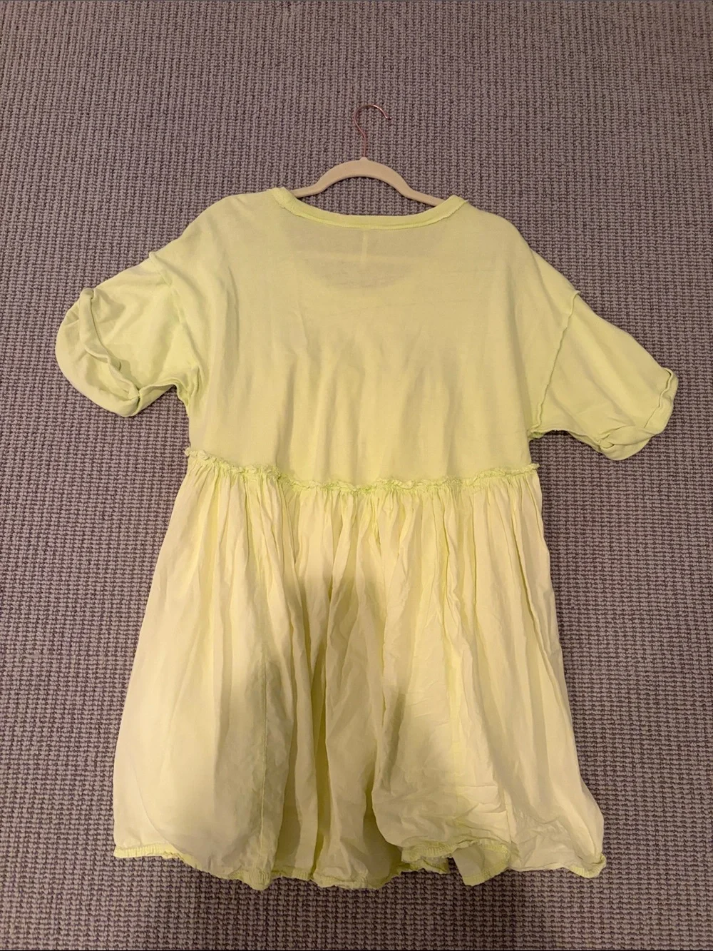 Free people Light Yellow Babydoll Short Sleeve Dress Top